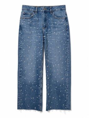 Dynamite Denim Mika Pearl Embellished Jeans Coquette Y2K Wide Leg- Sz 26/2
